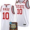Breon Pass Jersey #10 NC State Wolfpack 2024 NCAA March Madness Final Four Basketball White