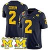 Blake Corum Jersey #2 Michigan Wolverines 1000 Wins Rose Bowl Big Ten Champs Patch Navy