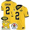 Blake Corum Jersey #2 Michigan Wolverines Vapor Stitched 1000 Wins Rose Bowl Patch Maize