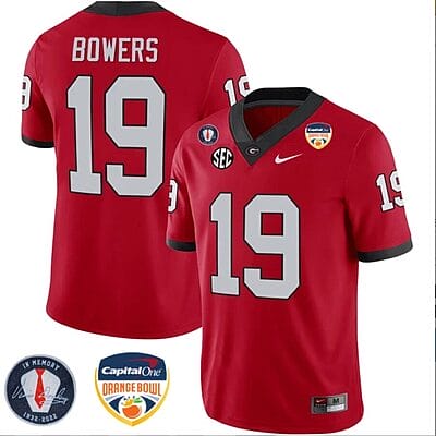 Brock Bowers Jersey #19 Georgia Bulldogs Orange Bowl Patch Football Stitched Red