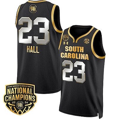 Bree Hall Jersey #23 South Carolina Gamecocks Basketball 2024 National Champions All Stitched Black Gold