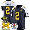 Blake Corum Jersey #2 Michigan Wolverines Vapor Stitched 1000 Wins Rose Bowl Patch Alternate