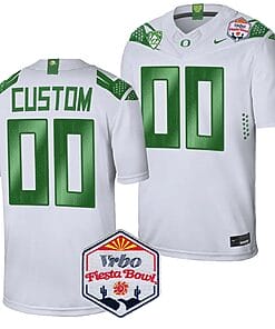 Custom Oregon Ducks Jersey Name and Number Fiesta Bowl Patch 2024 Football White