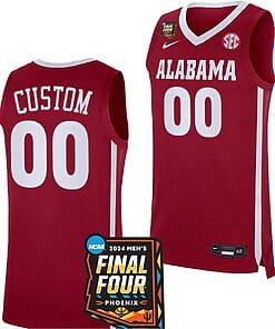Custom Alabama Crimson Tide Jersey Name and Number 2024 NCAA March Madness Final Four Basketball Crimson