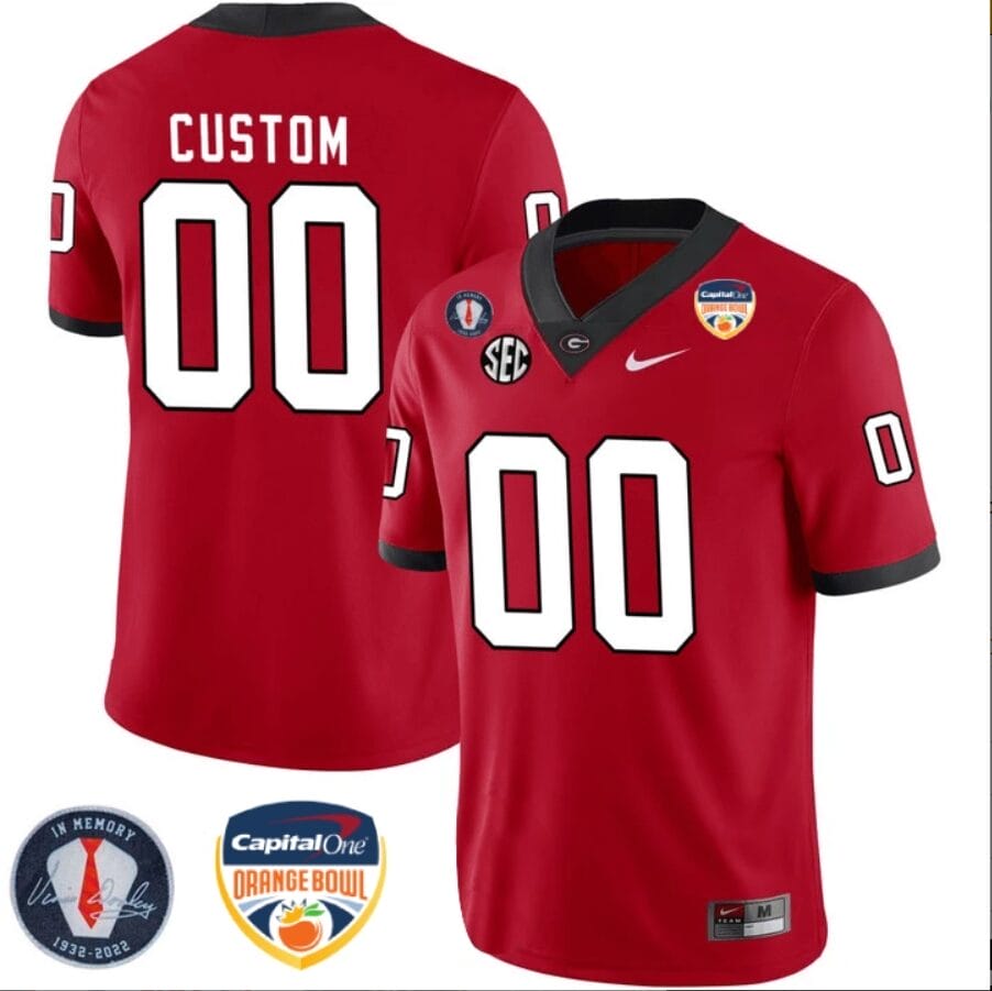 Custom Georgia Bulldogs Jersey Name and Number Orange Bowl Patch Football Red