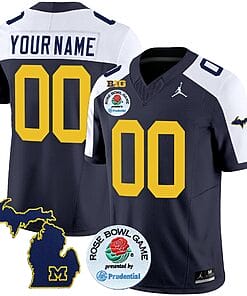 Custom Michigan Wolverines Jersey Name and Number Vapor Limited Rose Bowl Patch Alternate