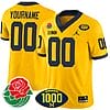 Custom Michigan Wolverines Jersey Name and Number 1000 Wins & Rose Bowl Patch Special Yellow