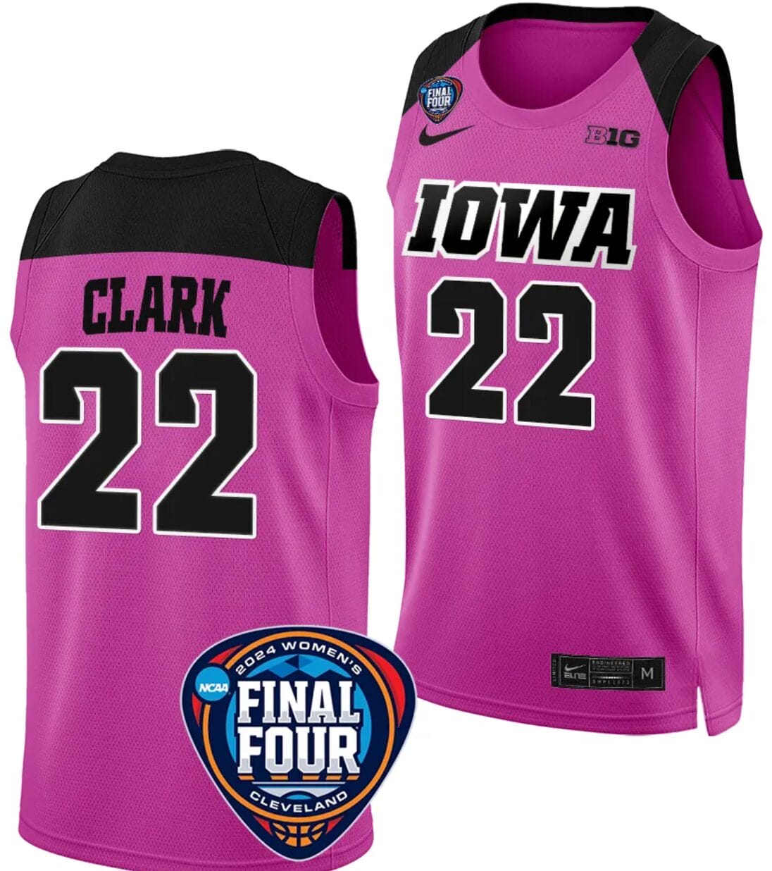 Caitlin Clark Jersey #22 Iowa Hawkeyes Basketball 2024 NCAA March Madness Final Four Pink