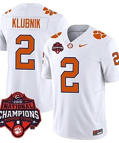 Cade Klubnik Jersey #2 Clemson Tigers Vapor Limited Champions Patch College Football Stitched White