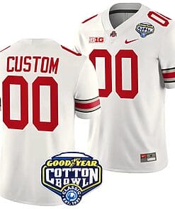 Custom Ohio State Buckeyes Jersey Name and Number Cotton Bowl Patch 2023 Football White