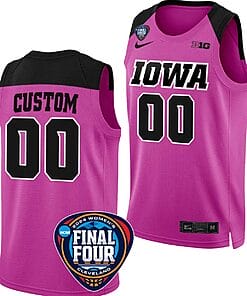 Custom Iowa Hawkeyes Basketball Jersey Name and Number 2024 NCAA March Madness Final Four Pink