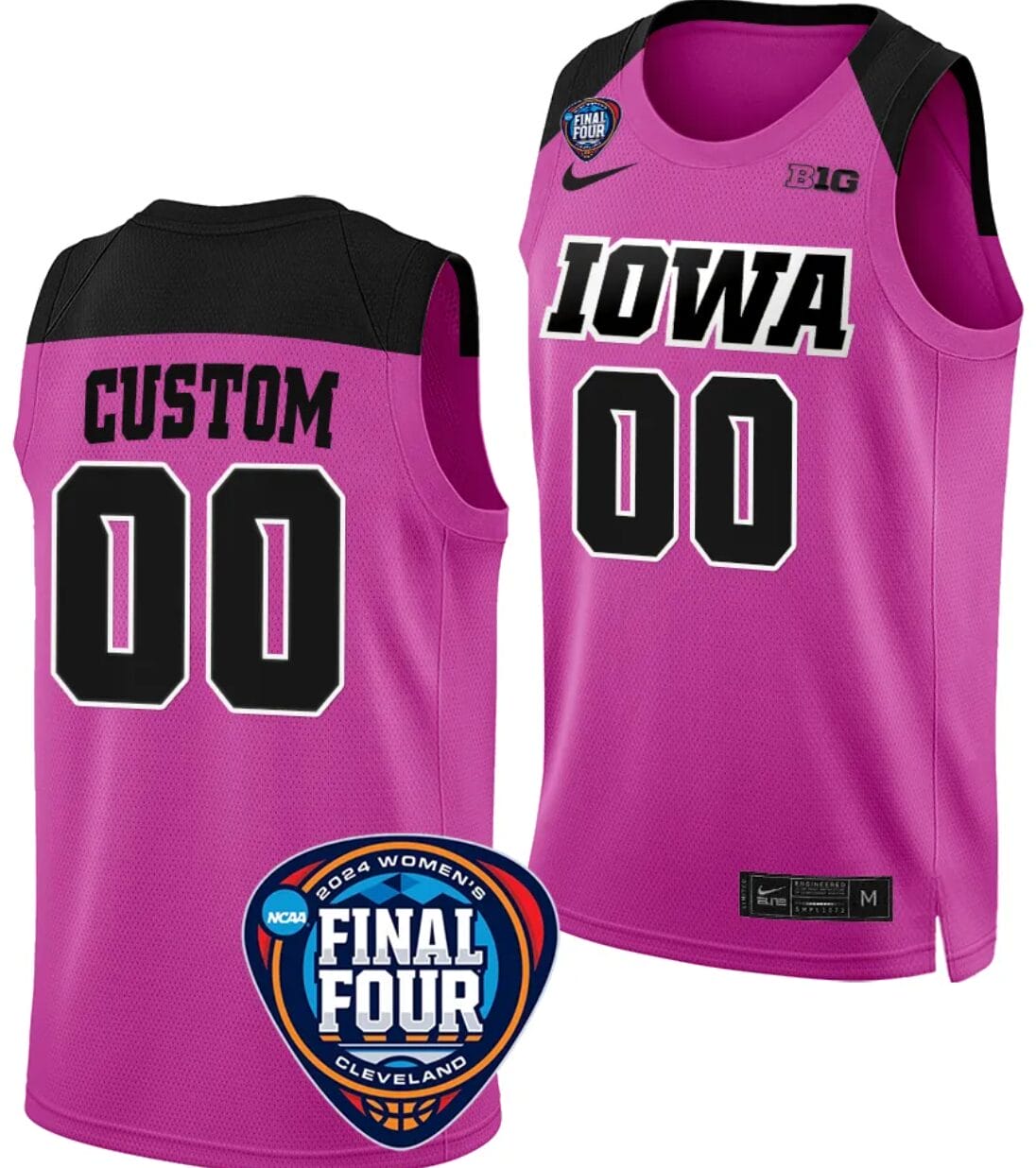 Custom Iowa Hawkeyes Basketball Jersey Name and Number 2024 NCAA March Madness Final Four Pink
