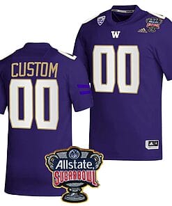 Custom Washington Huskies Jersey Name and Number Allstate Sugar Bowl Patch 2024 College Football Purple