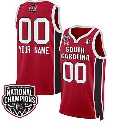 Custom South Carolina Gamecocks Basketball Jersey Name and Number 2024 National Champions All Stitched Red