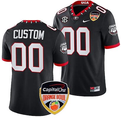 Custom Georgia Bulldogs Jerey Name and Number Orange Bowl Patch 2023 College Football Black