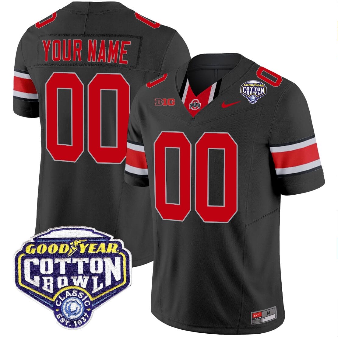 Custom Ohio State Jersey Name and Number Cotton Bowl Patch Vapor Football Black