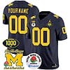 Custom Michigan Wolverines Jersey Name and Number 1000 Wins Rose Bowl Patch Navy