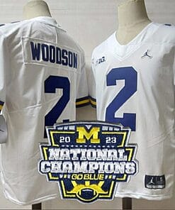 Charles Woodson Jersey #2 Michigan Wolverines Football 2023 National Champions Patch White