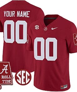 Custom Alabama Crimson Tide Jersey Name and Number Vapor Limited Football Alabama Map Crimson