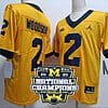 Charles Woodson Jersey #2 Michigan Wolverines Football 2023 National Champions Patch Yellow