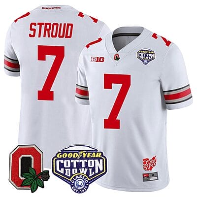 CJ Stroud Jersey #7 Ohio State Buckeyes Good Year Cotton Bowl Patch Football White