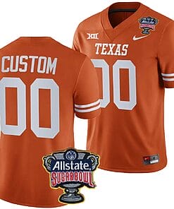 Custom Texas Longhorns Jersey Name and Number Allstate Sugar Bowl Patch 2024 College Football Orange