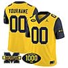Custom Michigan Wolverines Jersey Name and Number 1000 Wins Patch Vapor College Football Navy Sleeves