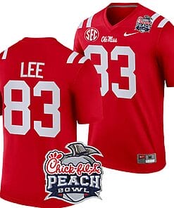 Cayden Lee Jersey #83 Ole Miss Rebels Peach Bowl Patch 2024 College Football Red