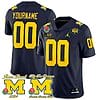 Custom Michigan Wolverines Jersey Name and Number 1000 Wins Rose Bowl Big Ten Champs Patch Navy