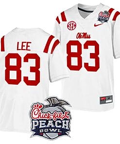Cayden Lee Jersey #83 Ole Miss Rebels Peach Bowl Patch 2024 College Football White