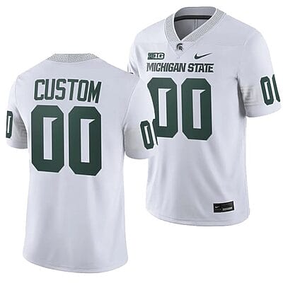 Custom Michigan State Spartans Jersey Name and Number College Football White 2023 Game