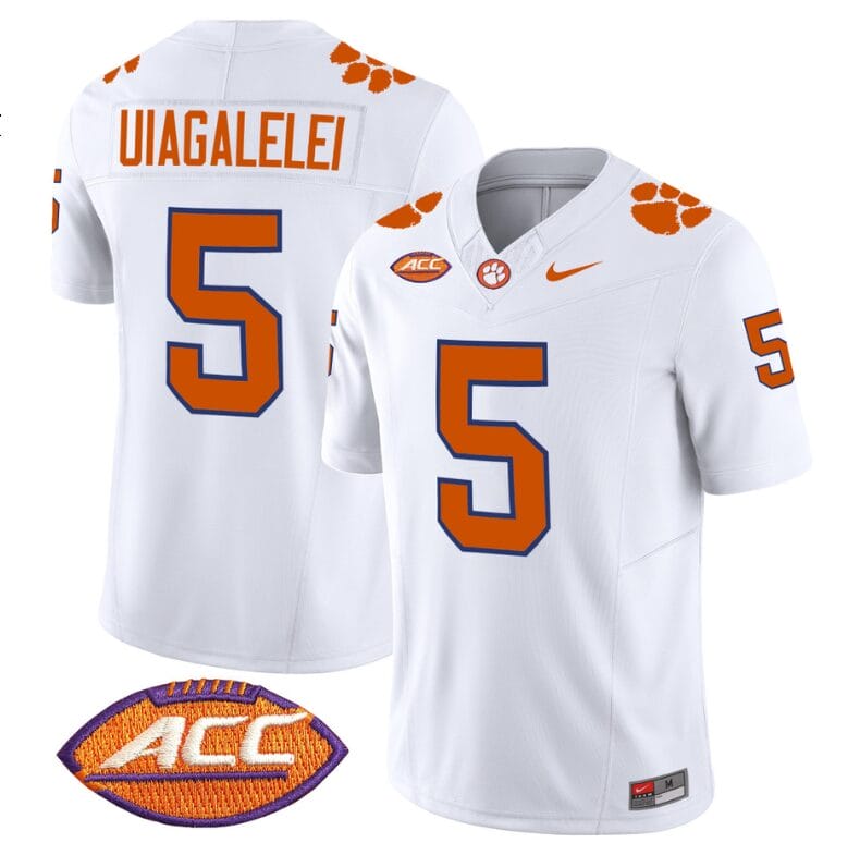 DJ Uiagalelei Jersey #5 Clemson Tigers Vapor Limited Acc Patch College Football Stitched White