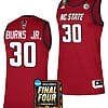 DJ Burns Jr Jersey #30 NC State Wolfpack 2024 NCAA March Madness Final Four Basketball Red