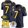 Donovan Edwards Jersey #7 Michigan Wolverines Vapor Stitched 1000 Wins Rose Bowl Patch Navy