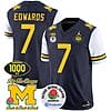 Donovan Edwards Jersey #7 Michigan Wolverines Vapor Stitched 1000 Wins Rose Bowl Patch White Sleeves