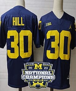 Daxton Hill Jersey #30 Michigan Wolverines Football 2023 National Champions Patch Navy