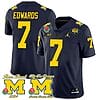 Donovan Edwards Jersey #7 Michigan Wolverines 1000 Wins Rose Bowl Big Ten Champs Patch Navy