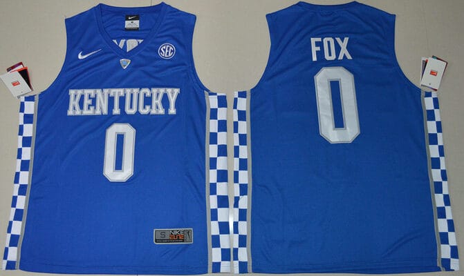 DeAaron Fox Jersey #0 Kentucky Wildcats NIL College Basketball Blue