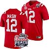 Fraser Masin Jersey #12 Ole Miss Rebels Peach Bowl Patch 2024 College Football Red
