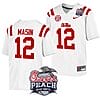 Fraser Masin Jersey #12 Ole Miss Rebels Peach Bowl Patch 2024 College Football White
