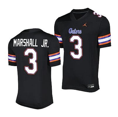 Florida Gators Jason Marshall Jr. Jersey #3 Alternate Game Black 2023 Salute To Service Uniform