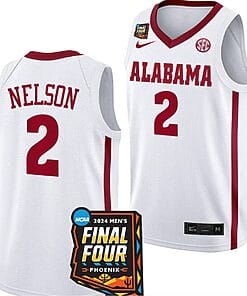 Grant Nelson Jersey #2 Alabama Crimson Tide 2024 NCAA March Madness Final Four Basketball White