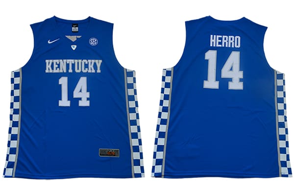 Tyler Herro Jersey #14 Kentucky Wildcats NIL College Basketball Blue