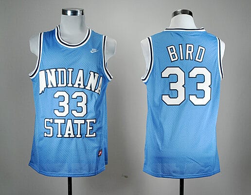 Larry Bird Jersey #33 Indiana State Sycamores NCAA Basketball Jersey Indigo