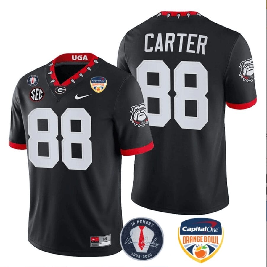 Jalen Carter Jersey #88 Georgia Bulldogs Orange Bowl Patch Football Stitched Black