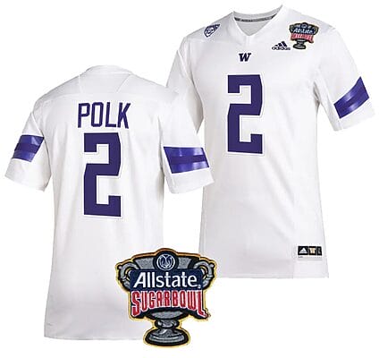 Ja'Lynn Polk Jersey #2 Washington Huskies Allstate Sugar Bowl Patch 2024 College Football White