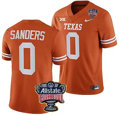 Ja'Tavion Sanders Jersey #0 Texas Longhorns Allstate Sugar Bowl Patch 2024 College Football Orange