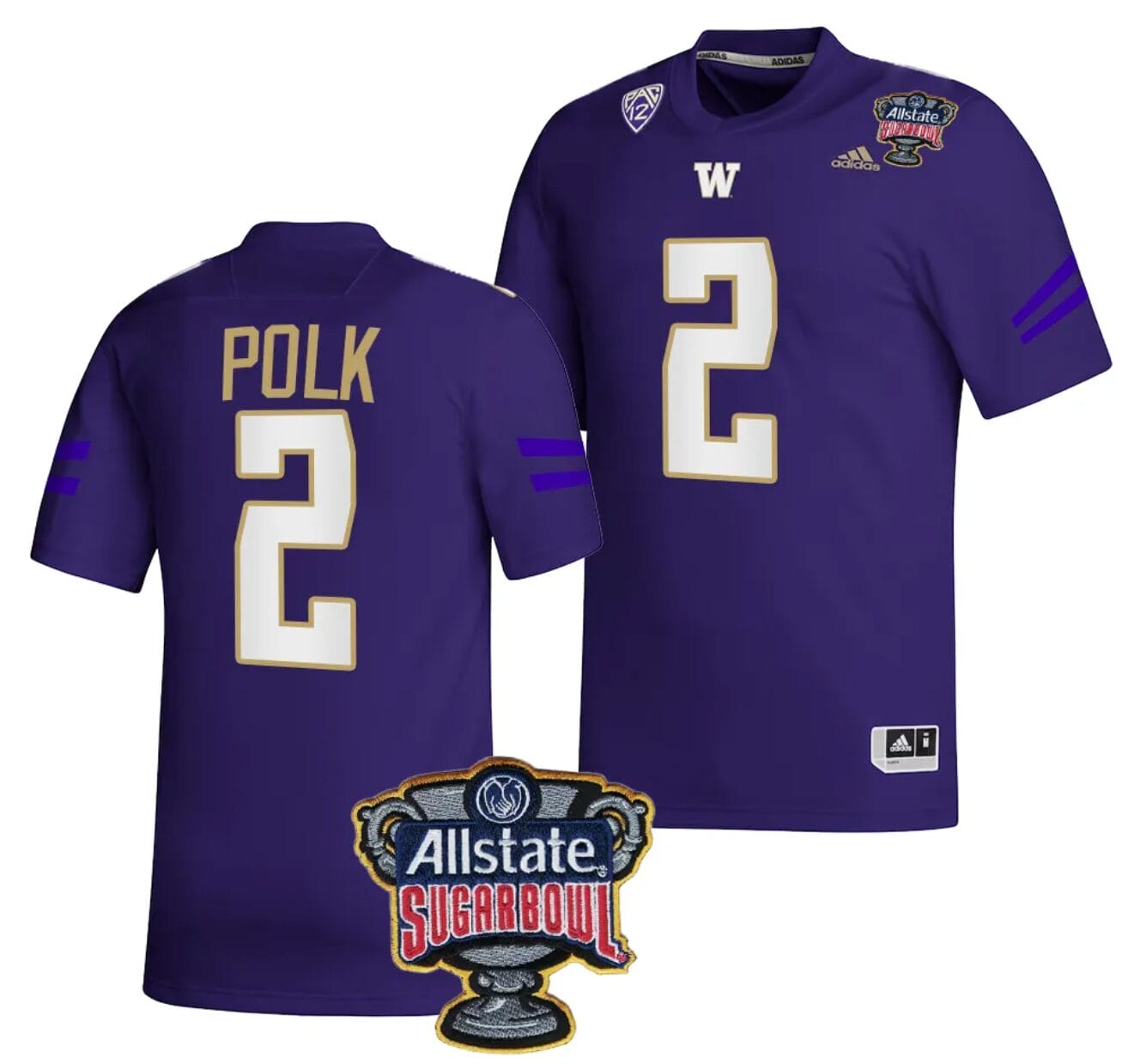 Ja'Lynn Polk Jersey #2 Washington Huskies Allstate Sugar Bowl Patch 2024 College Football Purple