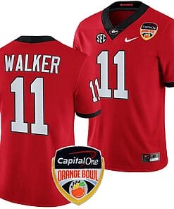 Jalon Walker Jersey #11 Georgia Bulldogs Orange Bowl Patch 2023 College Football Red
