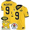 JJ McCarthy Jersey #9 Michigan Wolverines Vapor Stitched 1000 Wins Rose Bowl Patch Maize